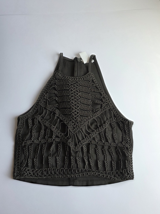 Tops - H&M Black Macramé Crop Top -  Women